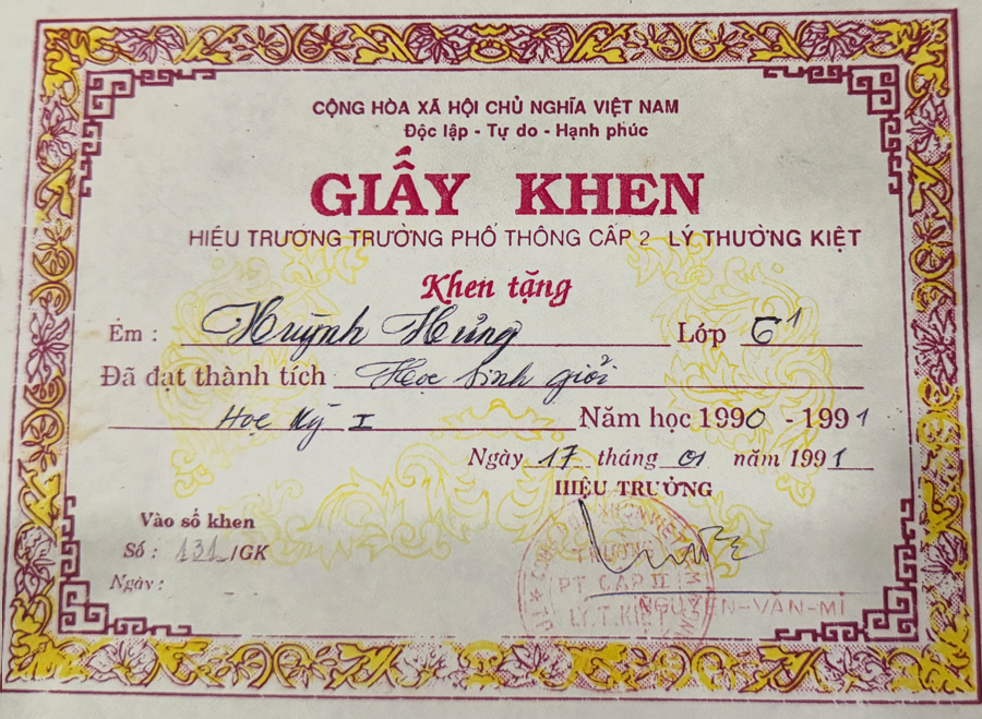 Award Certificate in 6th Grade