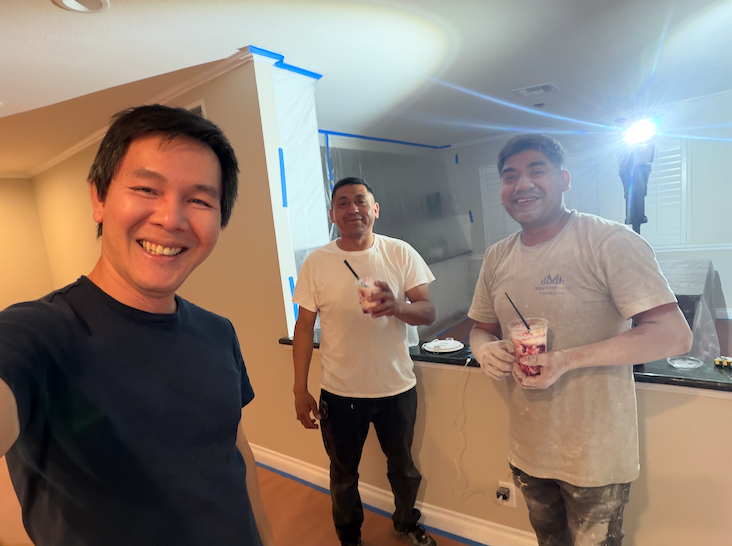 Construction Workers Enjoying Dessert