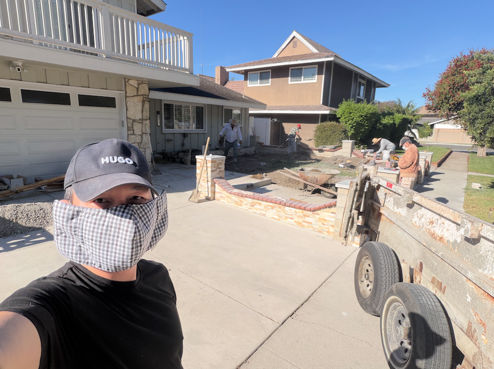 Inspect Progress of Front Yard Remodeling