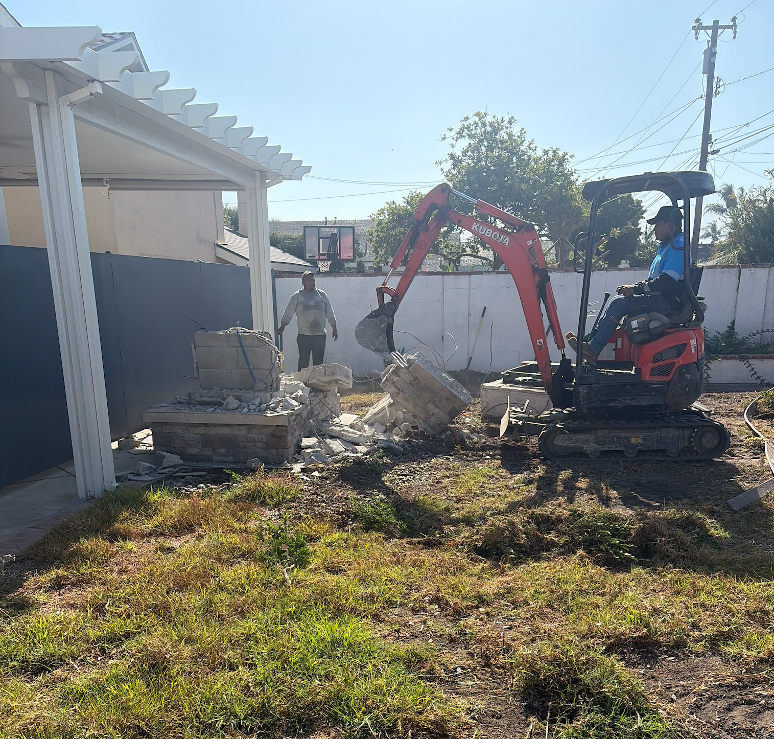 Backyard Fireplace Demolition